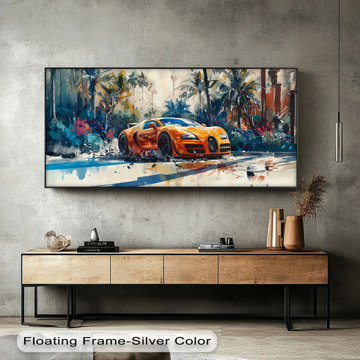 Tropical Pursuit – Orange Hypercar Jungle Escape Car Canvas Print
