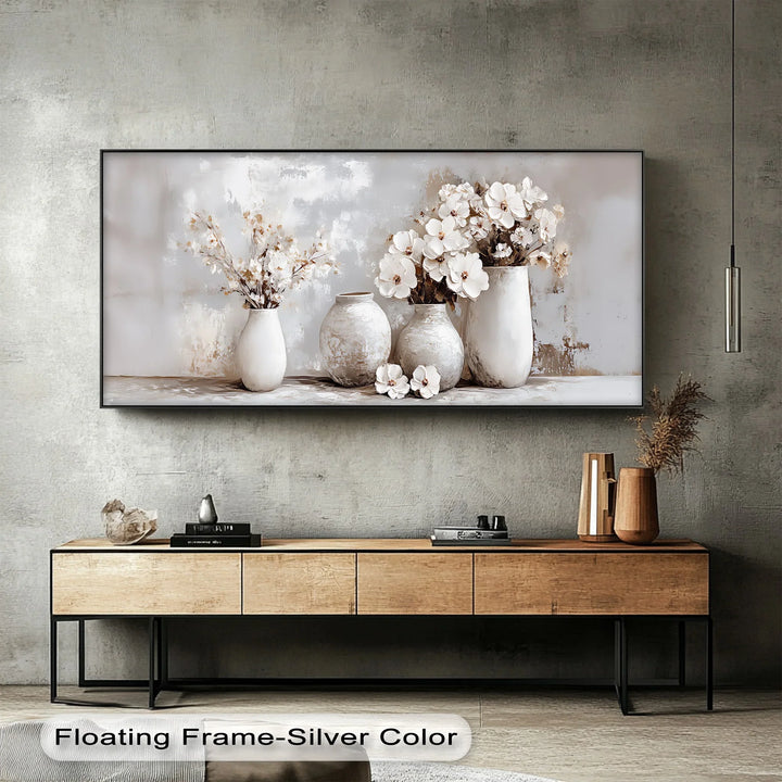 Soft Bloom Harmony – Neutral Floral Vases Canvas Print - MyPhotoStation