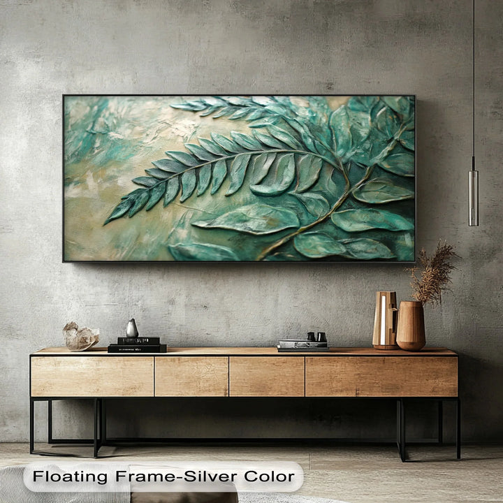 Textured Emerald Fern – Botanical Relief Green Canvas Print - MyPhotoStation