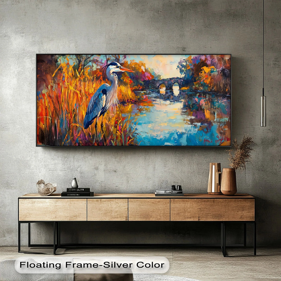 Colorburst River Heron – Abstract Landscape Canvas Print - MyPhotoStation