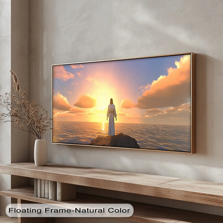 Bring heavenly calm into your space with this inspiring framed canvas art.

