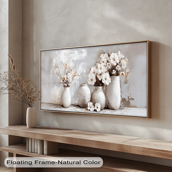 Soft Bloom Harmony – Neutral Floral Vases Canvas Print - MyPhotoStation
