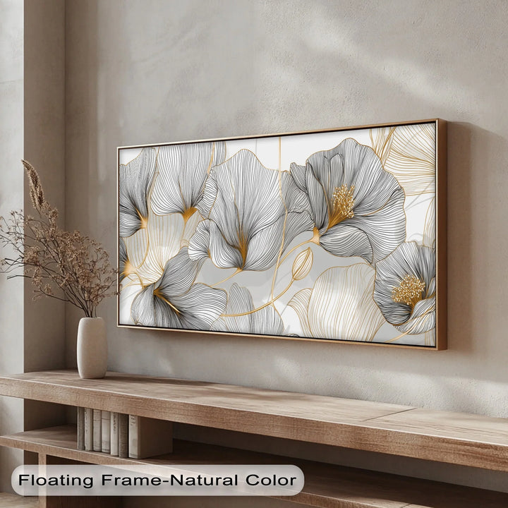 Sophisticated line art canvas with artistic floral elements for stylish home decor

