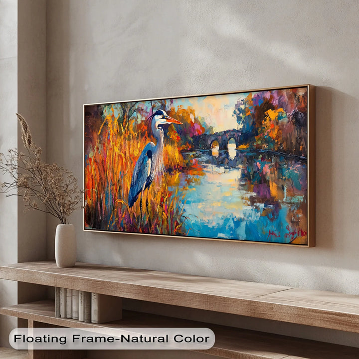 Colorburst River Heron – Abstract Landscape Canvas Print - MyPhotoStation