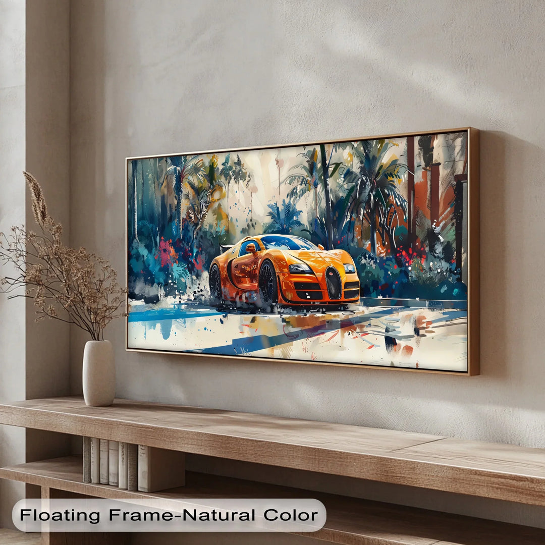 Tropical Pursuit – Orange Hypercar Jungle Escape Car Canvas Print