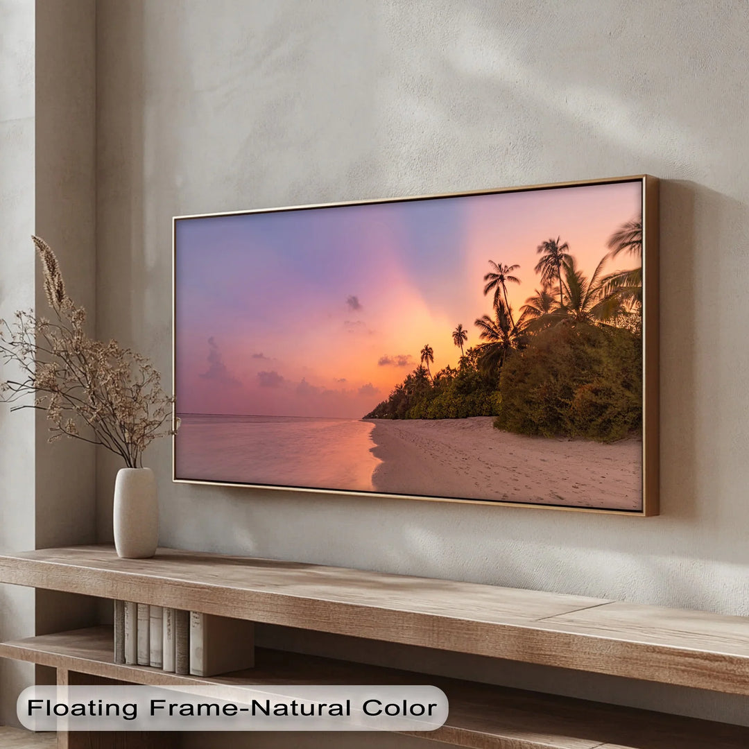 Golden Sunset Beach Scene - Landscape Canvas Print