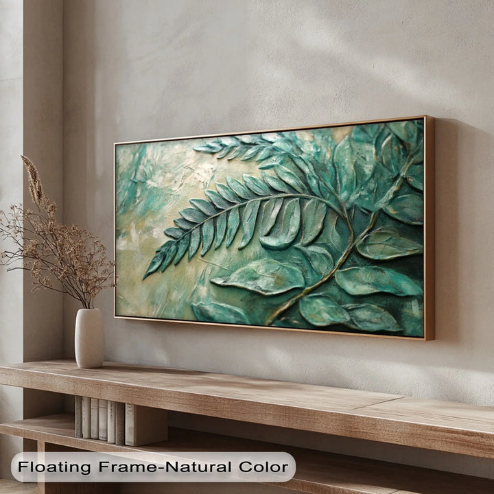 Textured Emerald Fern – Botanical Relief Green Canvas Print - MyPhotoStation