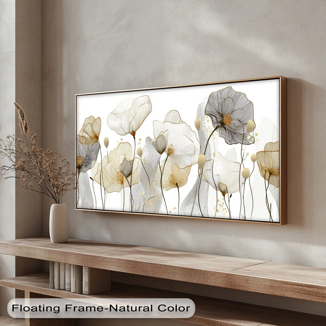 Whispers of Bloom – Delicate Line Art Floral Canvas Print - MyPhotoStation