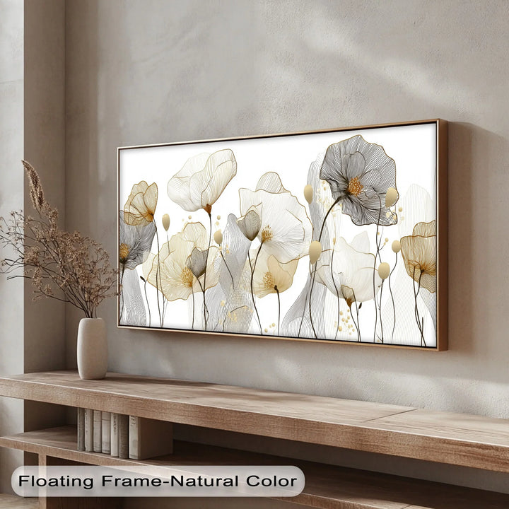 Whispers of Bloom – Delicate Line Art Floral Canvas Print - MyPhotoStation