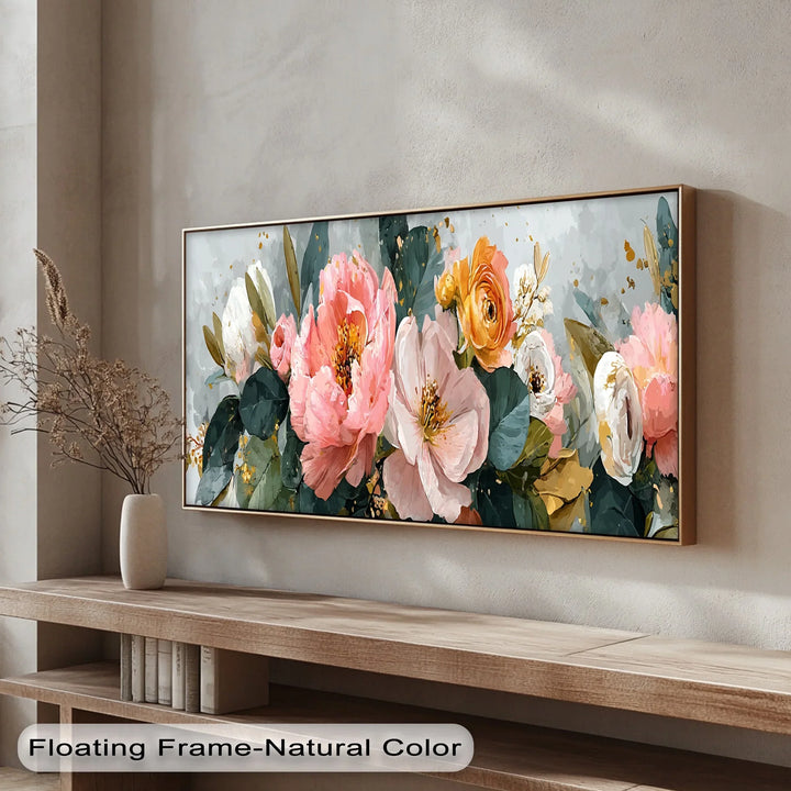 Elegant pastel flower canvas print for bedroom living room or entryway

