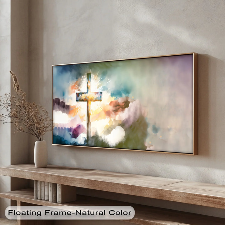 Radiant Cross – Watercolor Christian Canvas Print