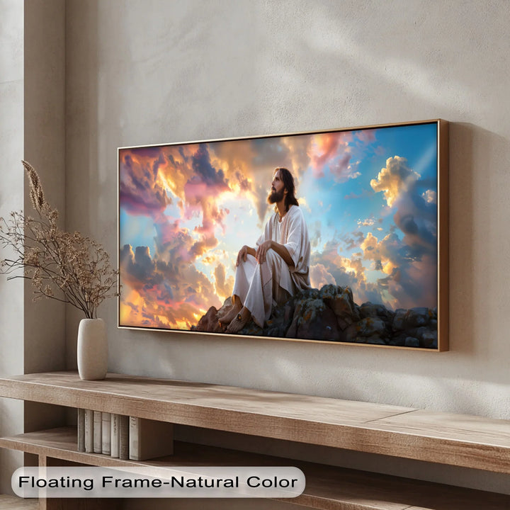 Heavenly Reflection – Jesus Under Glorious Skies Canvas Print