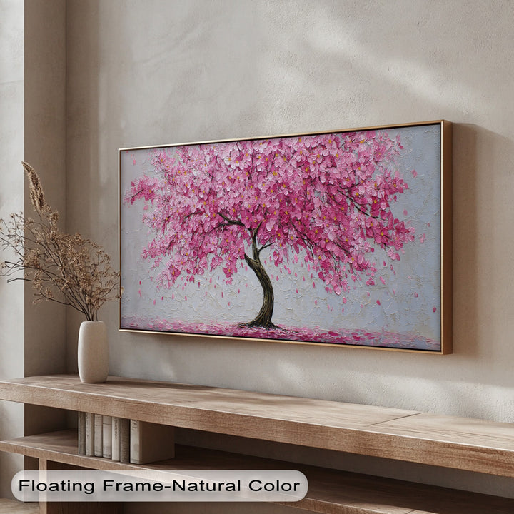Textured Blossoms – Pink Flowering Tree Canvas Print