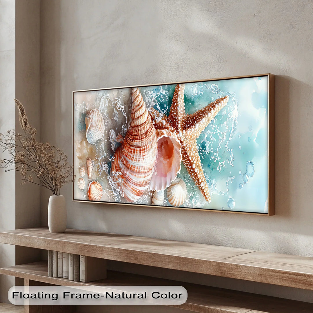 Ocean Treasures – Seashells and Starfish Coastal Canvas Print - MyPhotoStation