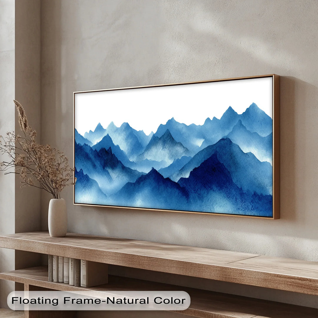 Tranquil Horizon – Layered Blue Mountain Landscape Canvas Print - MyPhotoStation