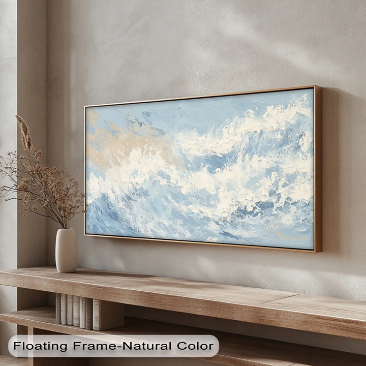 Coastal Drift – Cream and Blue Abstract Ocean Canvas Print - MyPhotoStation