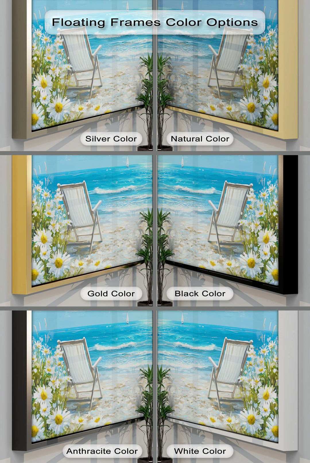 Seaside Serenity – Beach Chairs and Daisies Canvas Print - MyPhotoStation