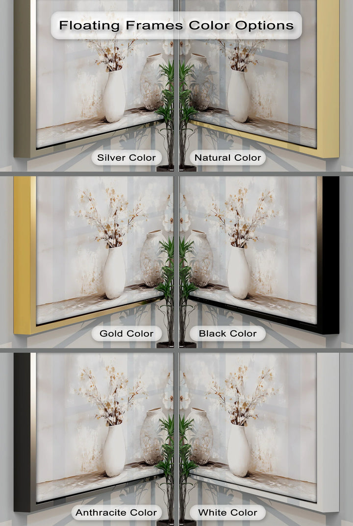 Soft Bloom Harmony – Neutral Floral Vases Canvas Print - MyPhotoStation