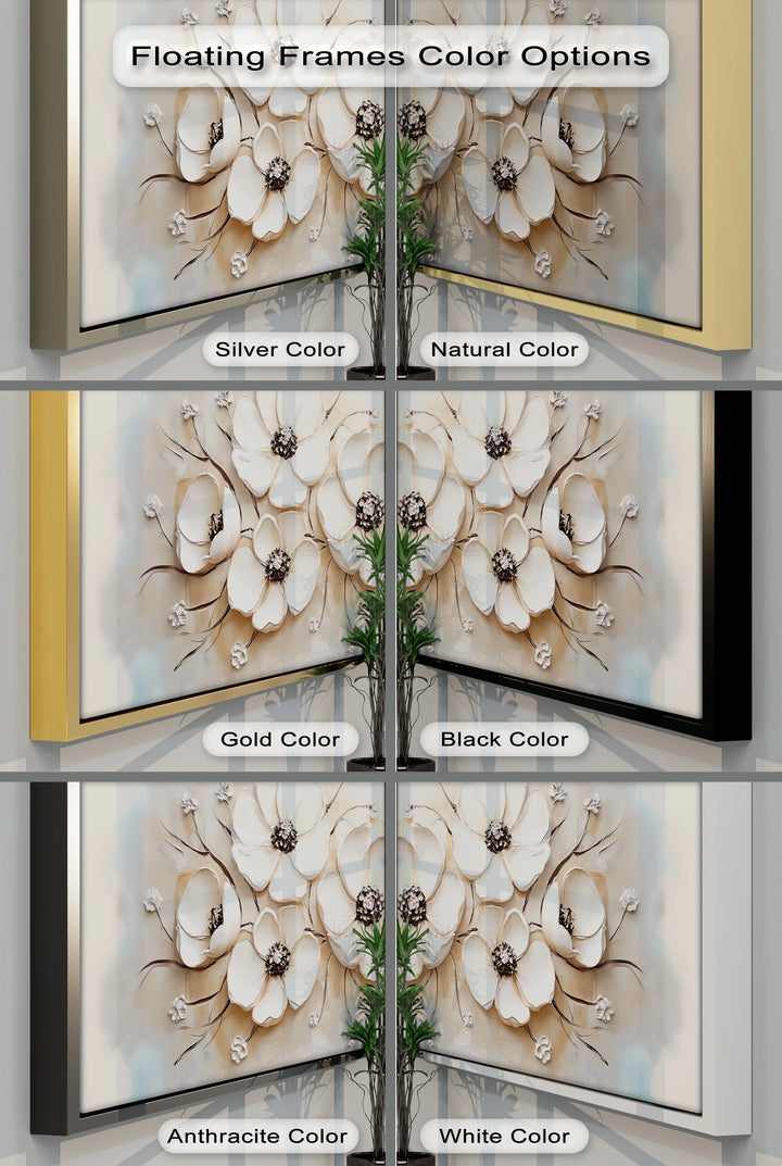 Ethereal Blossoms – Elegant White Floral Canvas Print - MyPhotoStation