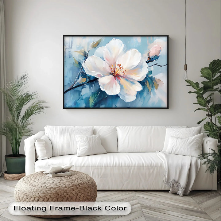 Blossom in Blue Haze – White Petal Flower on Sky Canvas Prints - MyPhotoStation
