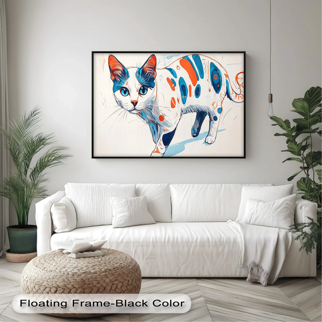 Cosmic Cat – Abstract Pop Art Style Feline Cat Canvas Print - MyPhotoStation