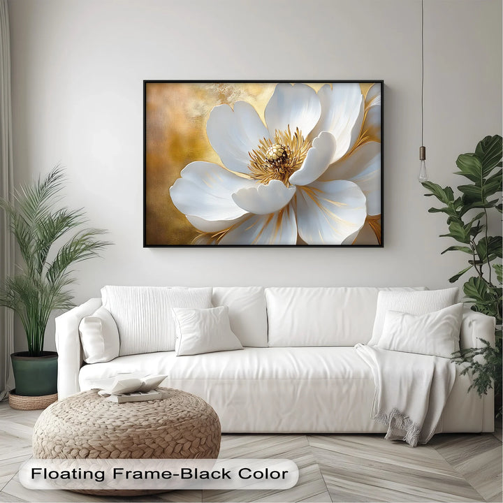 Golden Bloom – White Petal Canvas Print - MyPhotoStation