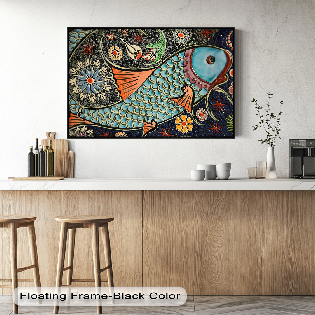 Decorative Fish Canvas Print – Colorful Ocean Mosaic Wall Art