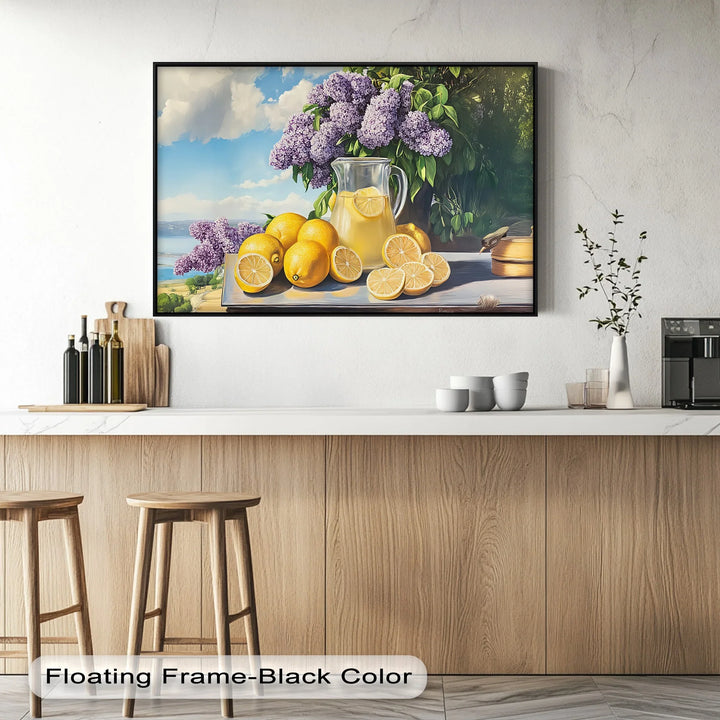 Summer Lemonade Charm – Lemons and Lilacs Kitchen Canvas Print - MyPhotoStation
