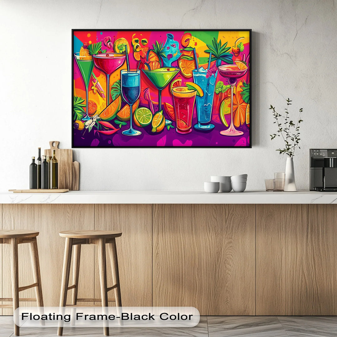 Tropical Cocktail Party – Vibrant Bar Kitchen Canvas Print - MyPhotoStation