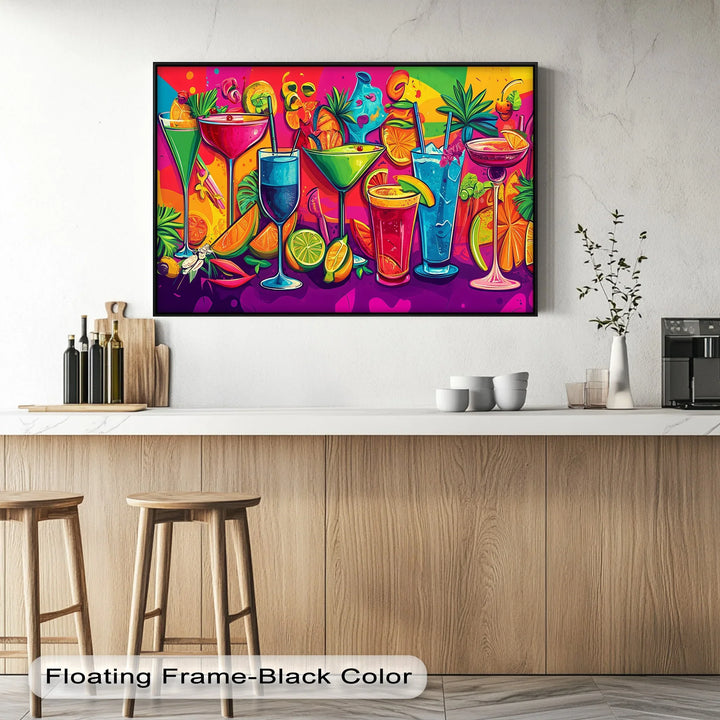 Tropical Cocktail Party – Vibrant Bar Kitchen Canvas Print - MyPhotoStation