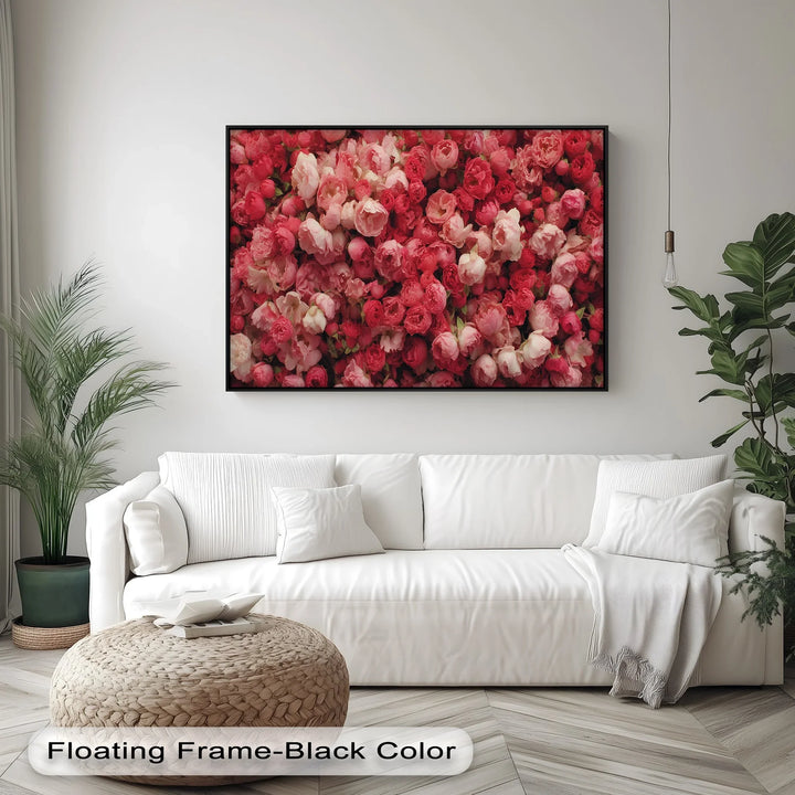 Romantic Peony Garden – Blush and Crimson Floral Canvas Print - MyPhotoStation