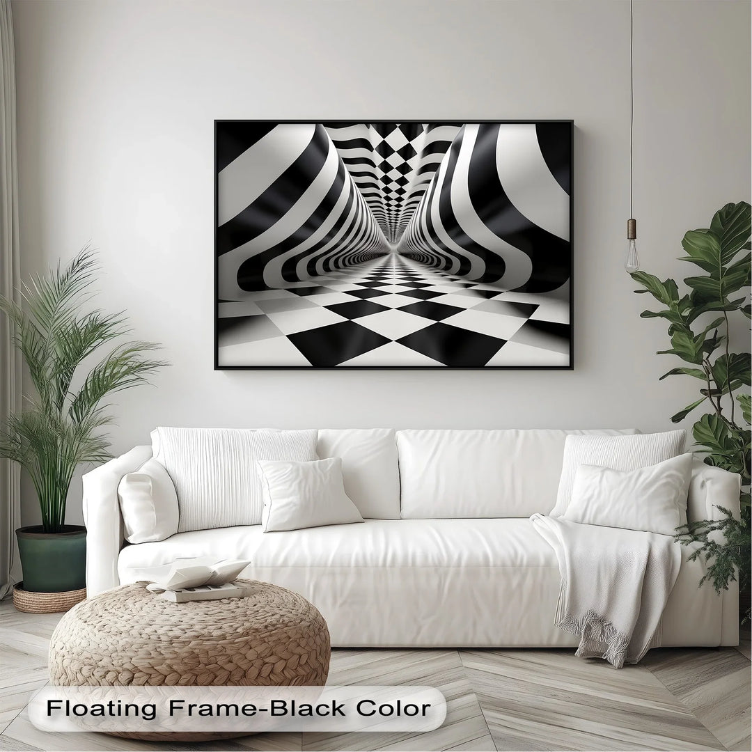 Tunnel of Illusions – Black & White Canvas Print - MyPhotoStation