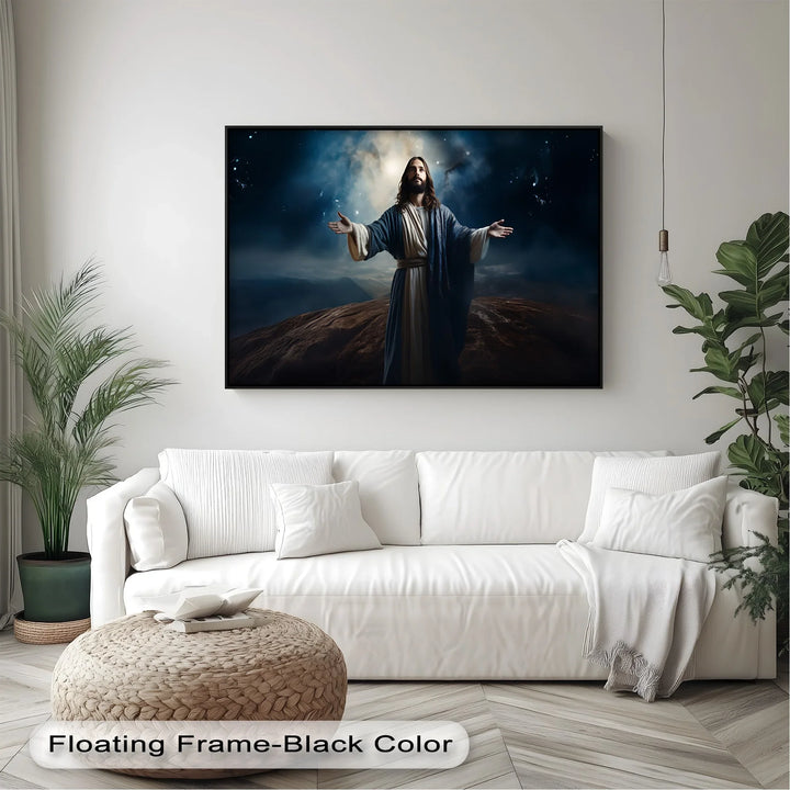 Heavenly Light – Jesus Under the Night Sky Canvas Print - MyPhotoStation
