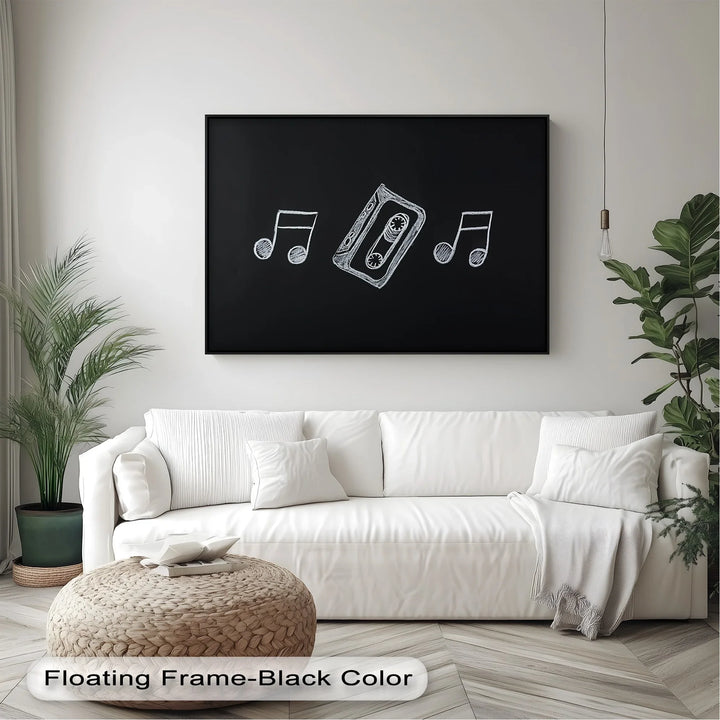 Retro Cassette Tape Chalk Drawing – Blackboard Music Canvas Prints - MyPhotoStation