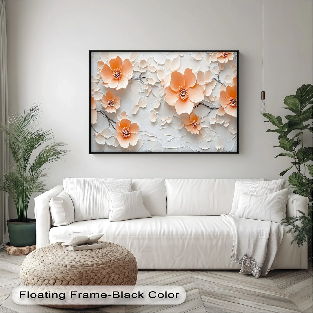 Petals in Porcelain – Delicate Peach Blossom Canvas Wall Art - MyPhotoStation