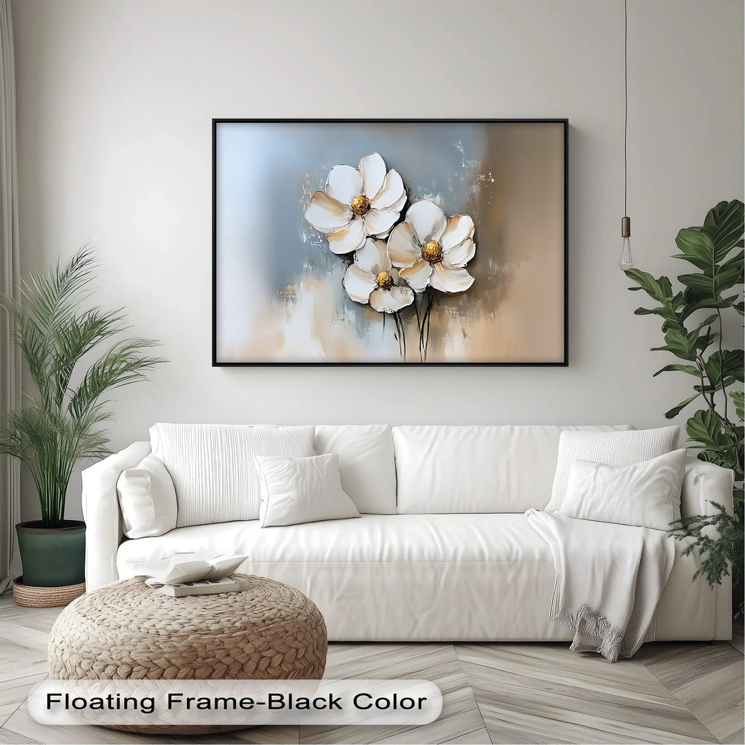 Golden Bloom Trio – Textured Floral Canvas Wall Art - MyPhotoStation