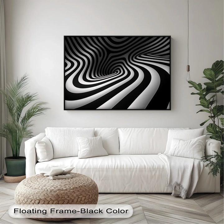 Twisted Illusion – Abstract Black & White Canvas Print - MyPhotoStation