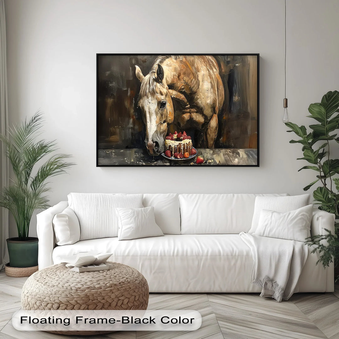 Sweet Tooth Stallion – Horse with Strawberry Cake Animal Canvas Print - MyPhotoStation