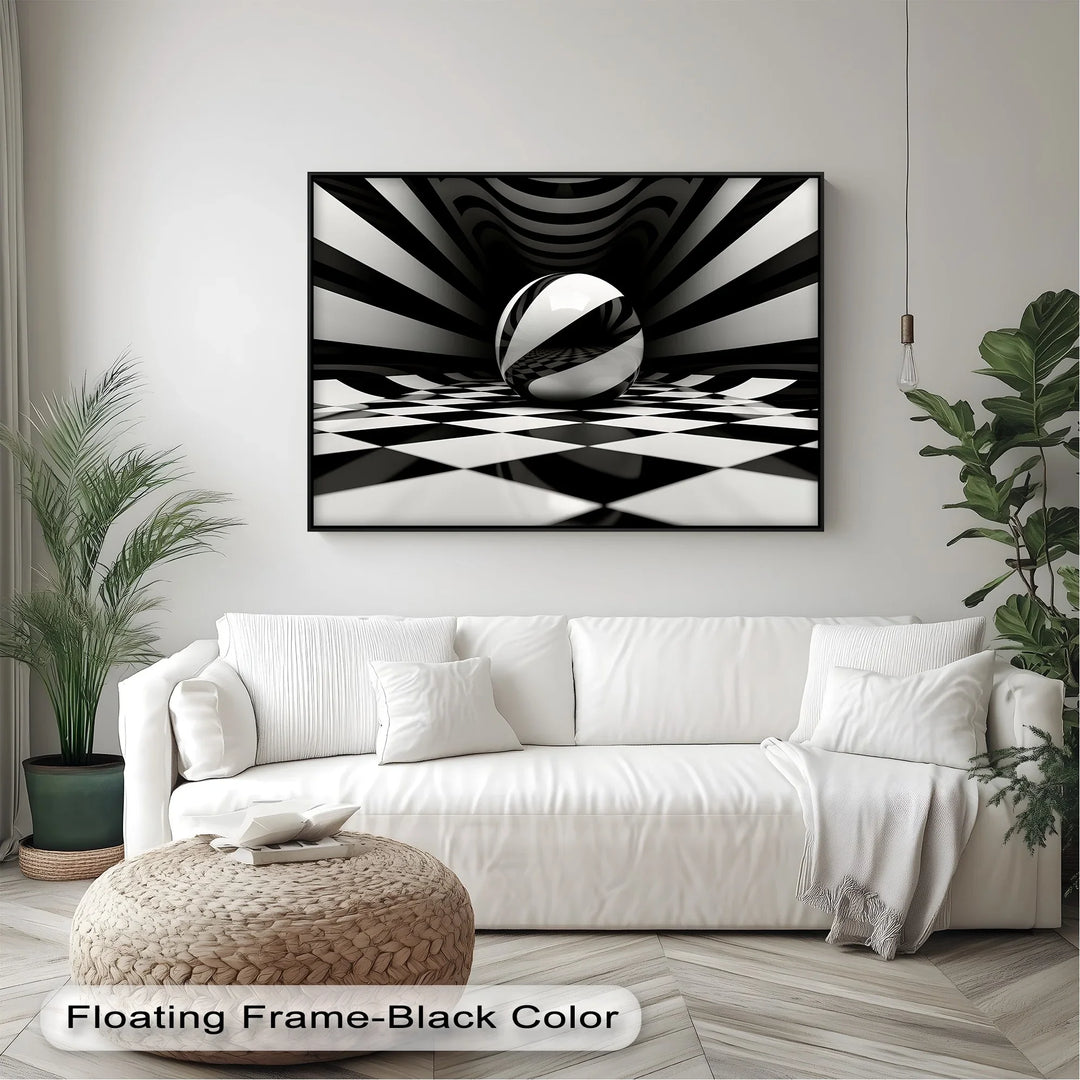 Geometric Sphere Illusion – Black & White Canvas Print - MyPhotoStation