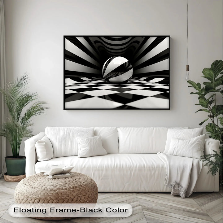 Geometric Sphere Illusion – Black & White Canvas Print - MyPhotoStation