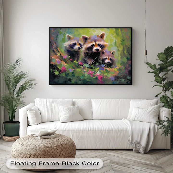 Curious Raccoons in the Wild – Vibrant Animal Canvas Print - MyPhotoStation