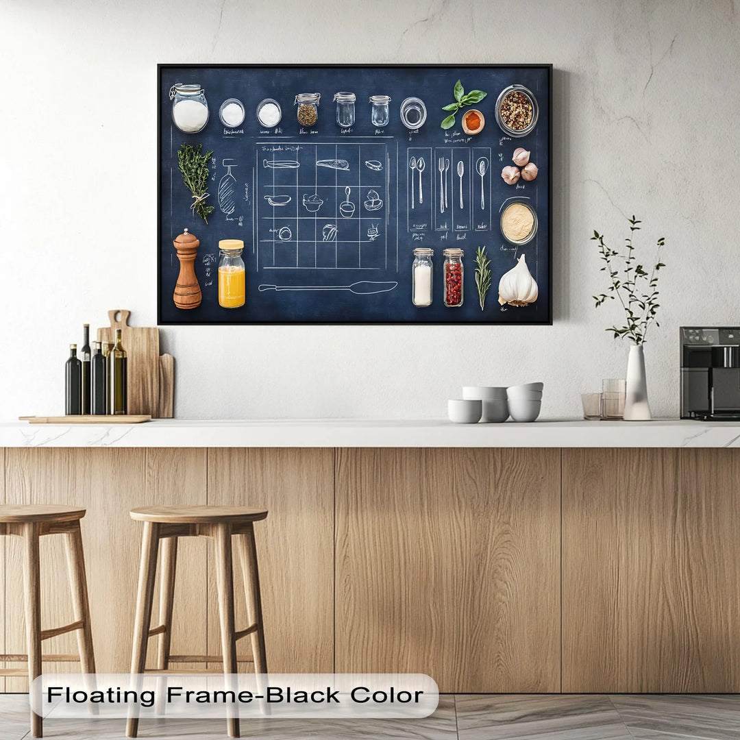 Kitchen Tools & Herbs Chalkboard - Kitchen Canvas Prints - MyPhotoStation