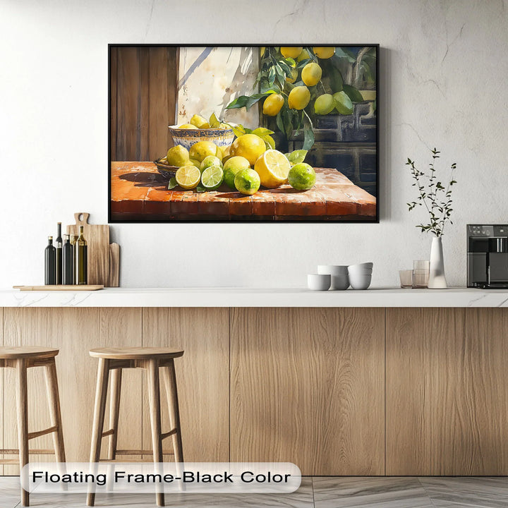 Sunlit Citrus Still Life – Mediterranean Lemons and Limes Kitchen Canvas Print - MyPhotoStation