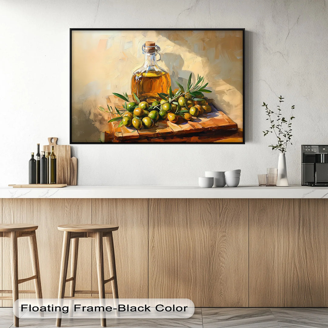 Golden Harvest – Olive Oil and Branches Canvas Wall Art - MyPhotoStation