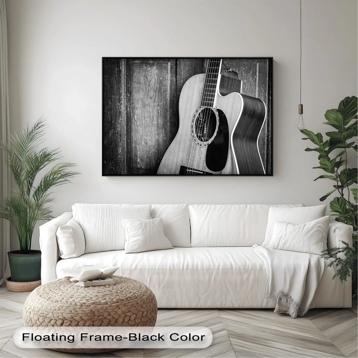 Acoustic Soul – Monochrome Guitar Music Canvas Print - MyPhotoStation