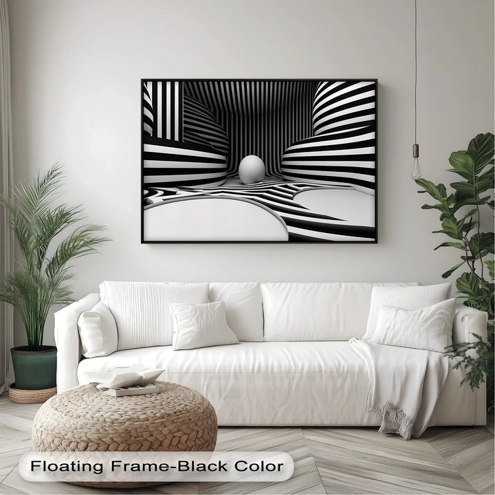 Monochrome Illusion Chamber – Black & White Canvas Print - MyPhotoStation
