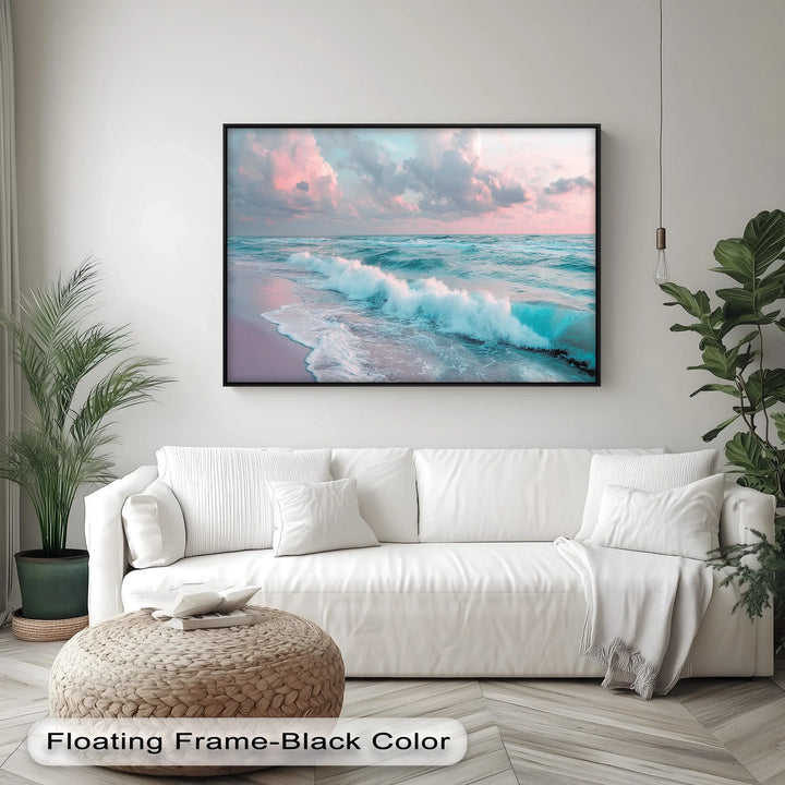 Cotton Candy Sky Over Ocean Waves – Tranquil Seaside Canvas Print - MyPhotoStation