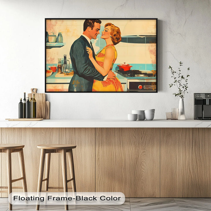 Retro Couple in the Kitchen – Romantic Vintage-Style Kitchen Canvas Prints - MyPhotoStation