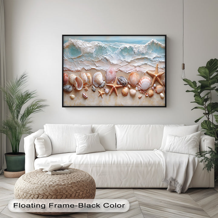 Seashell Shoreline Display – Coastal Canvas Prints
