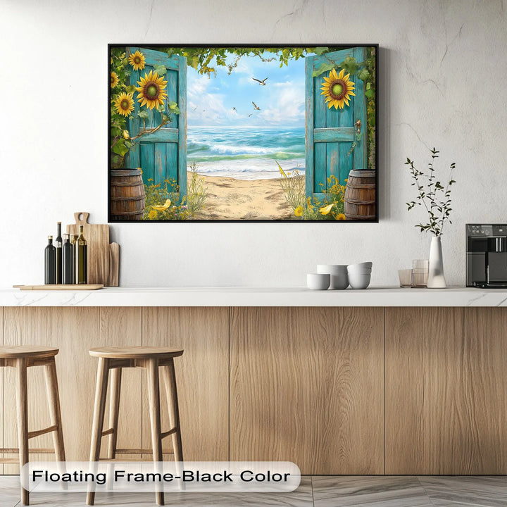 Open Door to the Sea – Coastal Beach Scene Kitchen Canvas Print - MyPhotoStation